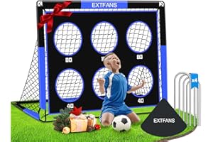 EXTFANS Portería de fútbol 2 en 1 con Pared de dianas: Porterías de fútbol desplegables para jardín, niños y Exteriores. Portería Individual Plegable con 6 dianas, Portátil para Jardín y Exterior