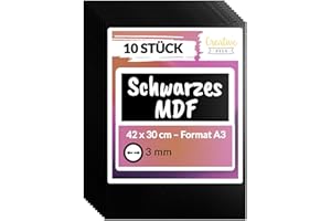 Creative Deco 10 x Schwarze A3 MDF Platten | 420 x 300 x 3 mm | Dünne Holz-platten | Perfekt für Laser, CNC Router, Modellierung, Durchbrochenes, Laubsäge