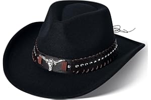 Willheoy Chapeau de Cowboy Femme Chapeau Western Homme Jazz Noir