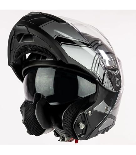 VCAN H272 Blinc Flip Front Motorcycle Helmet – Bluetooth Ready, ECE ACU, Black Modular