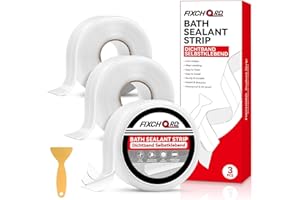 FIXCHORD Cinta Selladora Impermeable, 3 Rollos Cinta Baño Selladora, Transparente Cinta de Sellado Impermeable Autoadhesivas, cinta selladora baño para Bañera, Ventana, Fregadero de Cocina 3.2m*38mm