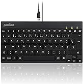 perixx PERIBOARD-326 Mini USB Wired Backlit Silent Keyboard for Windows, French AZERTY