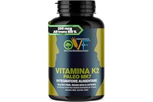 PARAFARMACIA, ORGANIC VITAMINS & FOOD Parafarmacia OVF, Vitamina K2 mk7 200 mcg All Trans, 300 capsule (10 mesi di fornitura), Vitamina K2 pura, Ottima per ossa e Vasi sanguigni