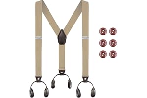 Beaface Men's Braces Button End, Button Braces for Men Trousers Heavy Duty, Men Braces for Trousers with Buttons 1.4" Wide Adjustable Elastic Y Shape