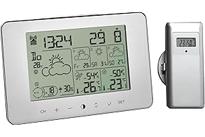 TFA Dostmann Wetter Info Center METEOTIME PRIMO, 35.1156, Wetterstation, für 90 Wetterregionen in Europa, mit Regenwahrscheinlichkeit, Windstärke (silber)