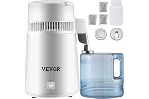VEVOR Pure Water Distiller 4L Wewnętrzna Destylacja Wody ze Stali Nierdzewnej 750W Filtr do Oczyszczania Maszyna do Destylacji Wody z Butelką Zbierającą do Domu Biurowego z Butelką na Wodę z Nakrętką