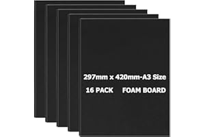 SENENQU Shanq Lot de 16 feuilles de mousse de polystyrène A3 5 mm en papier dur en mousse pour photos et cartes de mariage 297 x 420 mm Noir