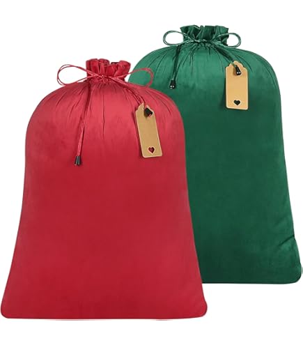 Xuniea 2-Pack Extra Large Christmas Gift Bags - 36x27 Inch Santa Claus Drawstring Sacks