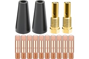 EATBALE 14AK Kit di Punte per ugelli Senza Gas con Nucleo di Flusso, Punta di Contatto per Saldatura Mig 0,8 mm 0,030'' M6, consumabili per Torcia per Accessori per Saldatore Mig 14AK (14 Pezzi)
