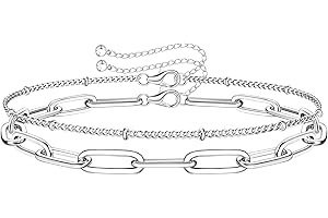 Krfy Armband Silber 925 für Damen Verstellbare Armbänder für Damen Mädchen 14K Weißgold Stapelbare Büroklammer Silber Armband Set