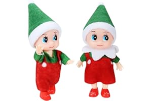 EKKONG Elfo Natale Pupazzo, Elfi di Babbo Natale 2 Pezzi Baby Bambola Natale per Ragazzo Ragazza Decorazioni Natalizie Giocattolo