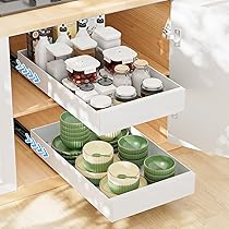 Cassetto Telescopico Per Cucina Vankarr - 2 Pezzi, Nero, 43x25x7 Cm, Senza Foratura