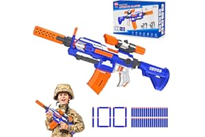 VATOS Fusil Blasters Électrique à Mousse avec 100 Fléchettes, 7 Styles Sniper Automatique Modulable + Visée, Portée 9-15m pour Jeu de Tir Enfants (6-12 Ans) & Adultes