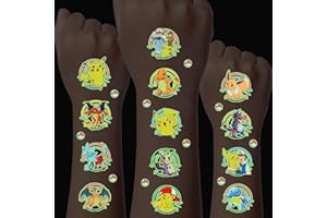 ‎YICOONUO Luminous Tattoo Kinder, 8 Blätter 200+ Temporäre Kinder Tattoos, Temporäre Tattoos Set, Wasserdichte Kindertattoos, geburtstags geschenk Party dekoration