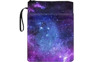 Poceacles Cosmic Galaxy Book Sleeve for Book Lovers, Carrier Book Sox, Book Covers for Paperbacks, Washable Book Sleeves with Zipper Polyester Book Protector
