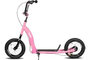 JOYSTAR Kick Scooter for children aged 5+, lightweight children's scooter with adjustable handlebars, 2-wheel scooter for boys and girls, 12" inflatable wheels, rear drum brakes