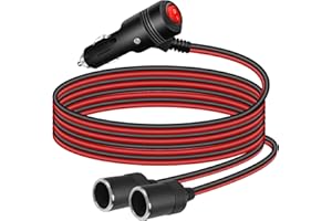 GELRHONR 12V Cavo di Prolunga per Presa Accendisigari 1 a 2, Splitter a Presa accendisigari a 2 vie con on/off, da 15 A, per GPS, navigatore satellitare, dashcam, caricabatterie USB da auto-1M/3.3Ft