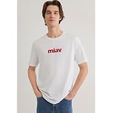 Kırmızı Miav Baskılı Beyaz Tiş&ouml;rt Regular Fit/Normal Kesim 067153-622