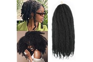 XIIMENALU Marley Twist Braiding Hair Afro Kinky Curly Marley Twist Crochet Hair Marley Twist Hair Long Cuban Twist Hair Marley Hair Extensions Synthetic Crochet Braids (1b, 12inch/3packs)