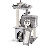 Amazon Brand – Eono Katzenbaum Kratzbaum Kratzbäume Katzenmöbel mit Sisal-Seil Plüsch Liege höhlen Spielhaus Spielzeug für Ka