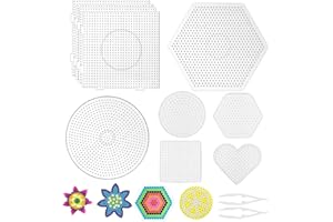 BOOAEE Set di 10 perline da stirare per piastre, perline da stirare grandi, piastre quadrate, piastre per penne, piastre trasparenti