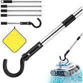 Ehanfus Pool Robot Hook Pack with Telescopic Stick 185 cm | Stainless Steel, Compatible with All Robots, Cleaning Cloth Inclu