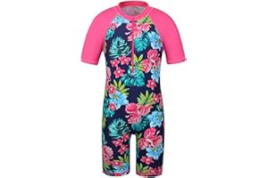 HUAANIUE Girls Swimwear Shorts Kids Pink One Piece Swimsuit Long Children Swimming Costume 4-12Y Black Sunsuit with Headband