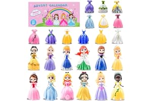 FOX·BUNNY Princess Advent Calendar 2025, 24-Day Christmas Countdown with 12 Lovely Princess and 24 Changeable Outfits, Creative Christmas gifts for girls, Ideal for Class Rewards, Party Favours & Xmas Gifts