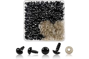 TOAOB THE ONE AND ONLY BABY TOAOB 150 Piezas Ojos de Seguridad para Amigurumi con Arandelas 9 mm Ojos Manualidades de Plástic Negro para Accesorios Hacer Tejer Peluche Animales