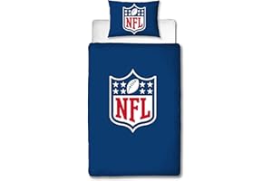 Character World NFL National Football League Parure de lit Simple avec Housse de Couette réversible Double Face avec taie d'oreiller Assortie | Parure de lit Simple | Polycoton