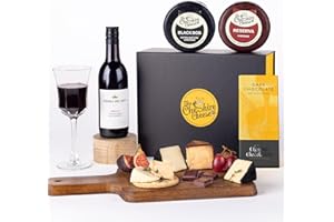 Indulgent Cheese, Wine and Chocolate Gift Set | Includes 2 Award Winning Cheeses, 1 Pump Street Co. Chocolate bar, bottle of Merlot Red Wine from Cheshire Cheese Company