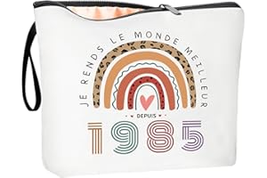 ZUFIO Grande Taille Cadeau Femme 40 Ans, Trousse Maquillage Personnalisée 1985 (L)