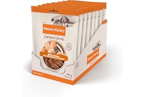 NATURE'S VARIETY Natures variety Superfood - Snacks para Perros Adultos con Pollo, Coco y Semillas de chía 85 g x 8