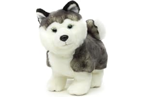 Uni-Toys - Cucciolo Husky grigio, in piedi (senza guinzaglio) – 21 cm (lunghezza) – cane di peluche – peluche