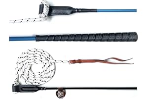 JA Horse Pferd Kontaktstock mit Seil für die Training Bodenarbeit 100/120 cm, Bodenarbeitstick Reitstick Pferdestick Longiergerte Finesse-Stick Carrot Stick Horsemanship Stick (100 cm, Silber blau)