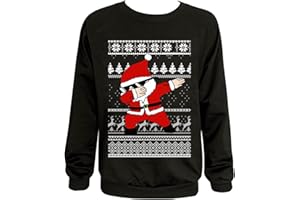 Glimnerize Sweat-shirt de Noël pour enfants Pull de Noël Pull Père Noël Imprimé Vêtements de Noël Col Rond Unisexe 110-150