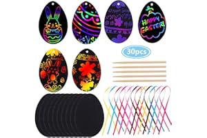 Faburo 30pcs Bastelsets Ostern Kratzbild Anhänger von Ostereier Bastelset für Kinder zum Basteln zum Ostern