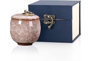 HCLRW Petites urnes pour cendres humaines, mini urnes funéraires en céramique, peuvent contenir 14 cm cubes de cendres, belles mini urnes funéraires à partager avec boîte exquise (blanc)