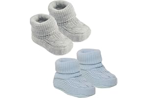 Royal Icon 2 Pairs Adorable Baby Booties - Warm & Safe Slippers for Newborn Boys & Girls - Soft, Stylish - Ideal for Indoor & Outdoor - Ri352
