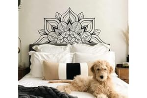 ESTART Grande mandala da parete in metallo, decorazione da parete con fiore di loto, adatta per ufficio e casa, decorazione interna ed esterna (nero)