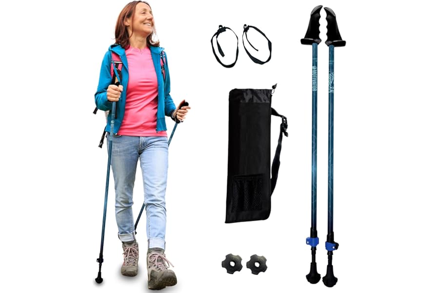 York Nordic Motivator Walking Poles for Balance and Rehab - Patented Stability Grips - Lightweight, Adjustable, and Collapsible - 2 Pieces Adjustable w/flip Locks - Heights 4'6" up to 6'2" - 230 lbs