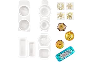 Yayatty 4 PCS Moule pour Resine Epoxy Orgones Moule en Silicone Resin Molds Orgonite et Orgonite Autocollant pour Pendentif, Décoration de Table à La Maison