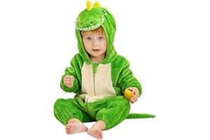 HAHASHOW BéBé d'hiver Grenouillères Combinaison, Unisexe Animal Barboteuses Manteau à Capuche, Enfants Flanelle Pyjama Jumpsuit pour Garçon et Fille 0-36 Mois