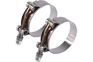 Glarks 2Pcs 57-65mm Stainless Steel T-Bolt Hose Clamps Turbo Intake Soft Hose Intercooler Clamps (57-65mm)