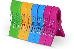 JONAMI 8x Mollette Grandi Antivento per Telo Mare Mollettoni da Spiaggia per Lettini Sdraio Asciugamani Plastica XXL - 8 Pezzi 4 Colori