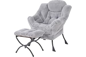 ‎WELNOW Welnow Lazy Chair mit Ottomane, moderner Lounge-Akzentstuhl mit Armlehnen und Einer Seitentasche, gepolstertes Sofa-Stuhl-Set für die Freizeit, Lesestuhl mit Fußstütze für kleine Räume, Eckstuhl