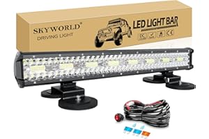 ‎SKYWORLD SKYWORLD 23 Zoll 58 cm 480W Led Lichtbalken Mit 12V Kabelbaum, Magnet halterungen, Offroad beleuchtung led arbeitsscheinwerfer bar für SUV ATV Traktor LKW 4x4 Auto, 6000K Weiß Nebelscheinwerfer