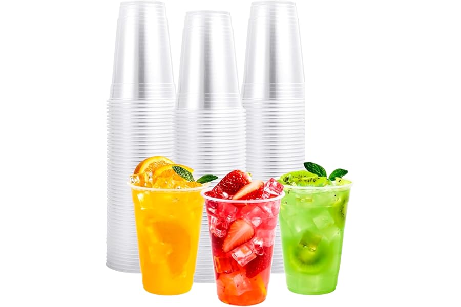 100X Clear Plastic Disposable Drink Cups for Water 7 Oz/180ml Perfect for Drinking Events Home, Parties Picnic and Everyday Use (Pack of 100)