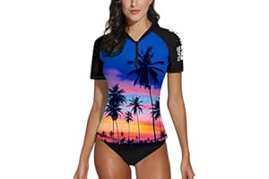 BesserBay Women Rash Guard Shirt Short Sleeve 1/4 Zip Swimming Tops for Women Quick Dry Swimsuits UPF 50+ S-XXL