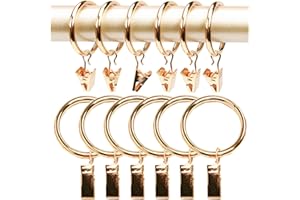 20PCS Vorhangringe mit Clips Biluer Gardinenringe Vorhangringe Aus Metall Fur Vorhang Fotos Home Dekoration Eisen Gold Schon Und Praktisch 35 mm Innendurchmesser Fur Kleiner Als 28mm Stangen